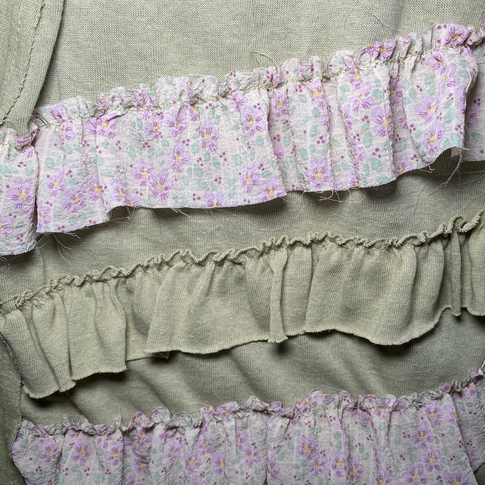 POL Clothing Ruffled Open Front Sleeveless Womens Cardigan Size Large - Picture 2 of 8